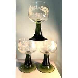 799. Roemer Rummer Wine Glasses Set of 3 Germany Vintage